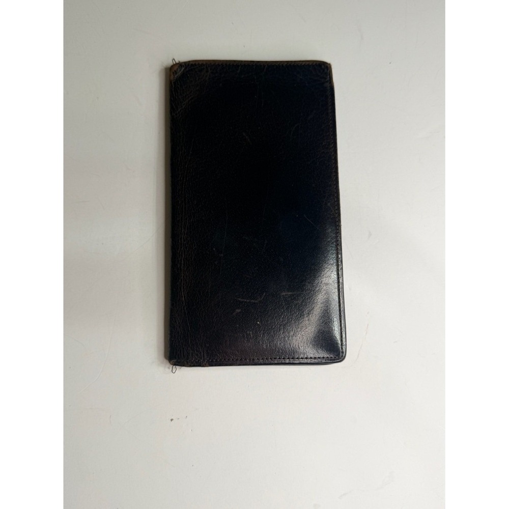 Rare! Vintage Water Buffalo Coach Men's Dark Brown Leather Long Bifold - Picture 3 of 6